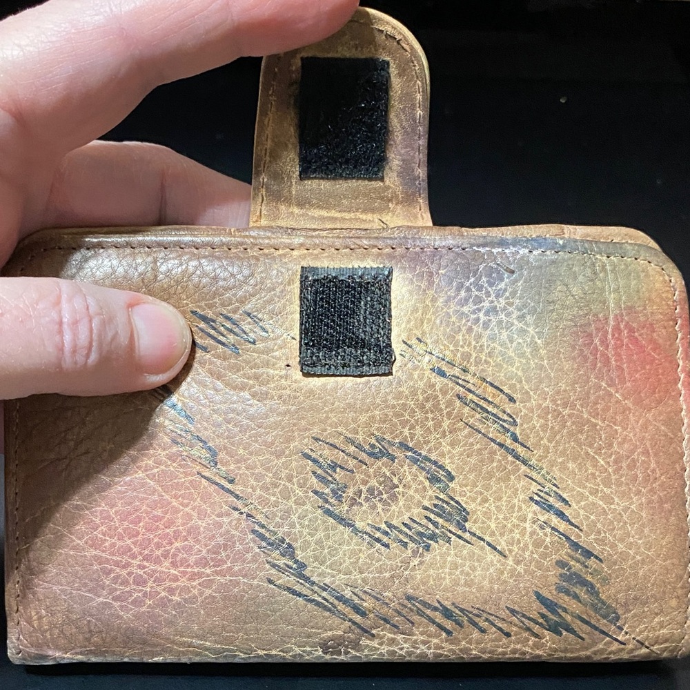 Vintage Sova hand painted Floral Leather small wallet - Picture 15 of 16